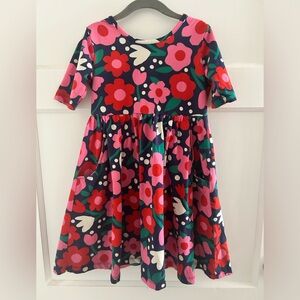 Pink and blue Hanna Andersson kids dress. Size 6-7.